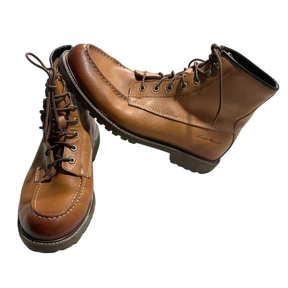 Eddie Bauer Boots Mens Sz 13 Medium Leather Wade Tan Lace Up Chukka *Sun Fading - Picture 1 of 8
